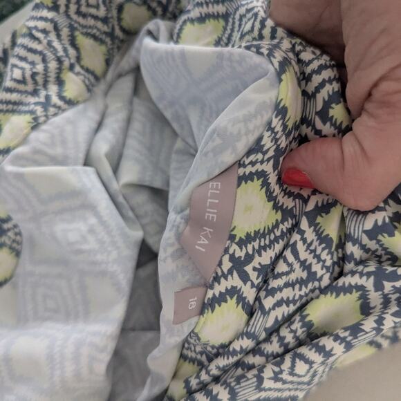 Women's Ellie Kai 18 Stretchy Comfy Aline Skirt Yellow Blue White - Picture 4 of 4